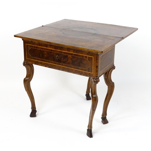 1494 - A late 18thC / early 19thC metamorphic card table of burr walnut, rosewood and mahogany construction... 