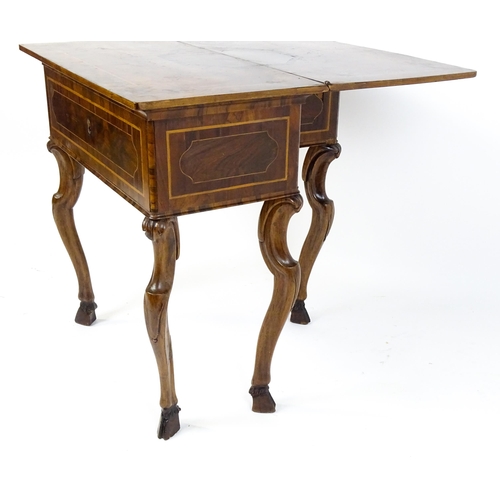 1494 - A late 18thC / early 19thC metamorphic card table of burr walnut, rosewood and mahogany construction... 