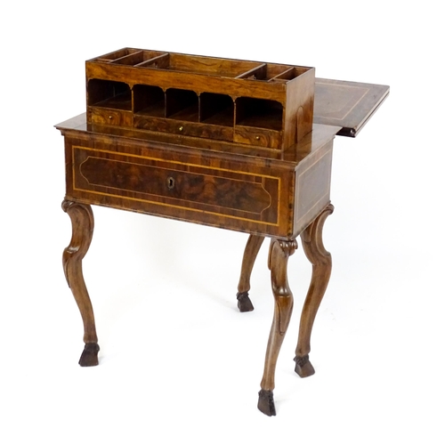 1494 - A late 18thC / early 19thC metamorphic card table of burr walnut, rosewood and mahogany construction... 