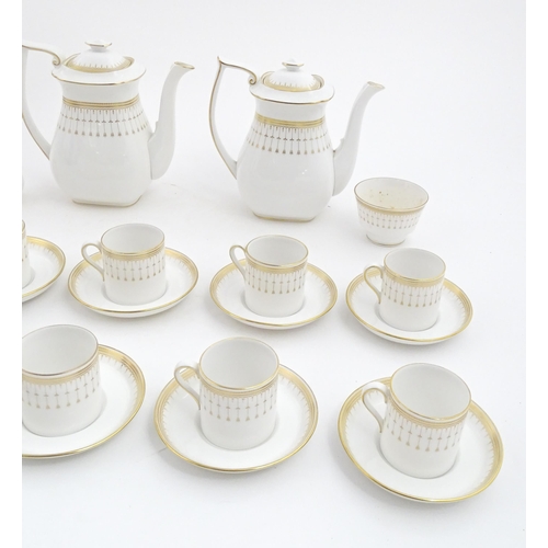 164 - A quantity of Spode coffee wares in the Queens Gate pattern to include coffee / hot water pots, milk... 