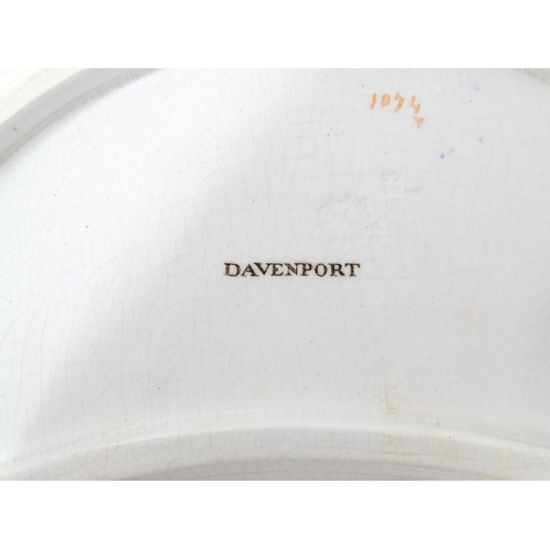 79 - Twelve Davenport crescent shaped salad dishes with floral and foliate decoration. Marked under. Appr... 