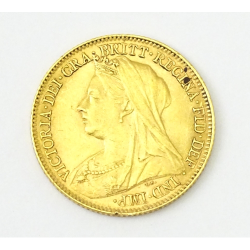 829A - Coin : A Victoria 1896 gold half sovereign (4g)