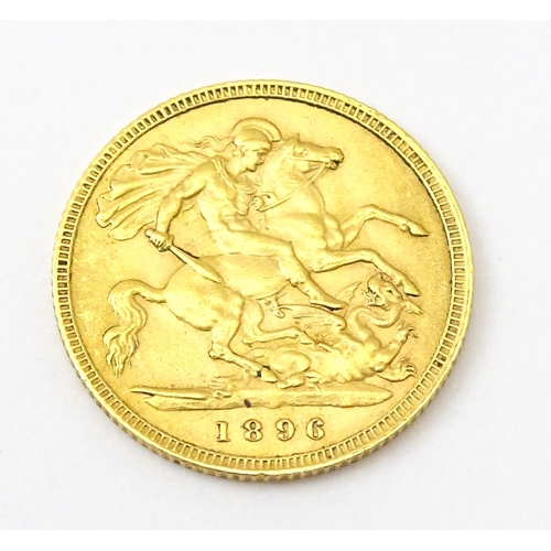 829A - Coin : A Victoria 1896 gold half sovereign (4g)