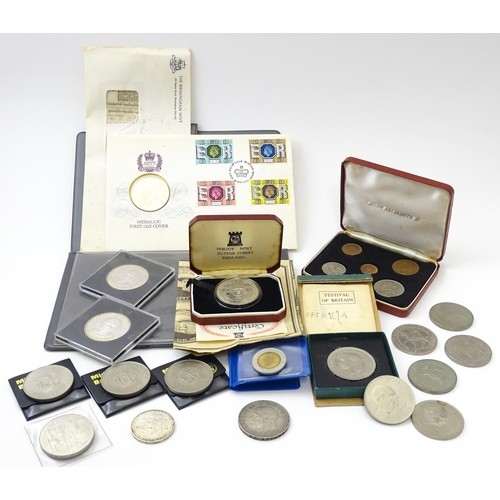 837 - Coins : A quantity of assorted coins / commemorative coins to include a Queen Elizabeth II Britain's... 