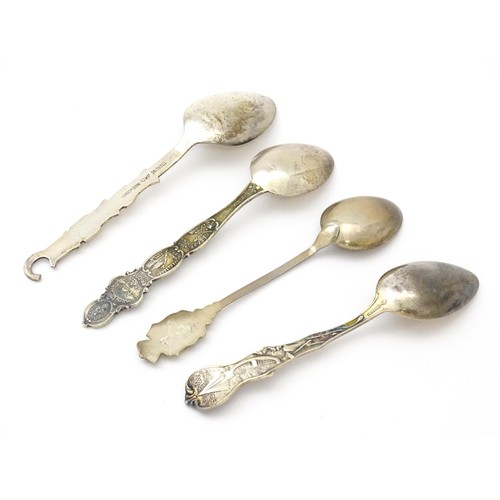 344 - Four North American Sterling silver souvenir spoons, to include examples from Washington DC, San Fra... 