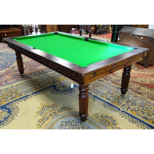 1492 - A late 20thC billiards / pool and dining table by Halstead, England, together with cues, balls and e... 