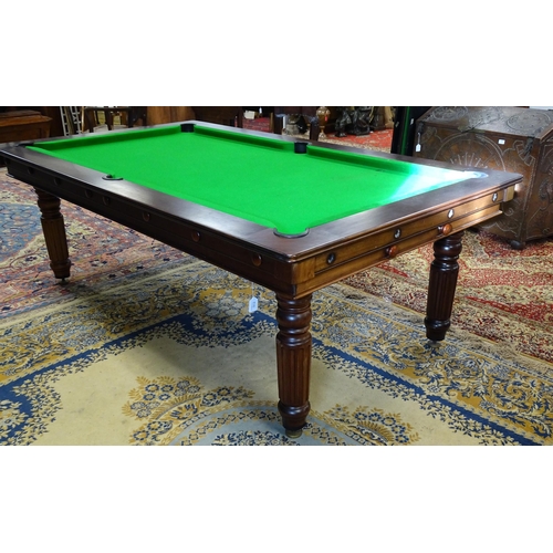 1492 - A late 20thC billiards / pool and dining table by Halstead, England, together with cues, balls and e... 