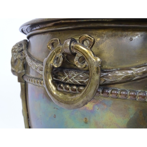 1298 - An early 20thC Adam-style coal bin, of urn form with dome cover and removable liner, decorated with ... 