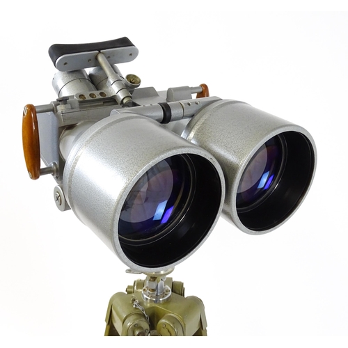 1247 - A pair of USSR Novosibirsk PNB-2 'big eye' observation binoculars, with wooden transit case, filters... 