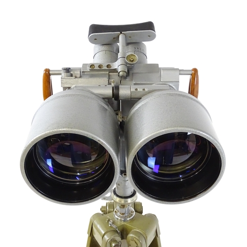 1247 - A pair of USSR Novosibirsk PNB-2 'big eye' observation binoculars, with wooden transit case, filters... 