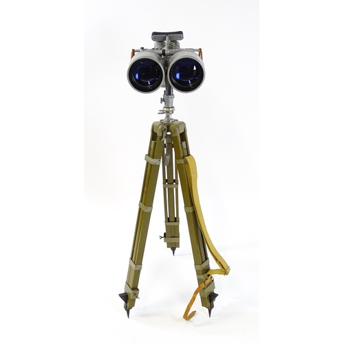 1247 - A pair of USSR Novosibirsk PNB-2 'big eye' observation binoculars, with wooden transit case, filters... 