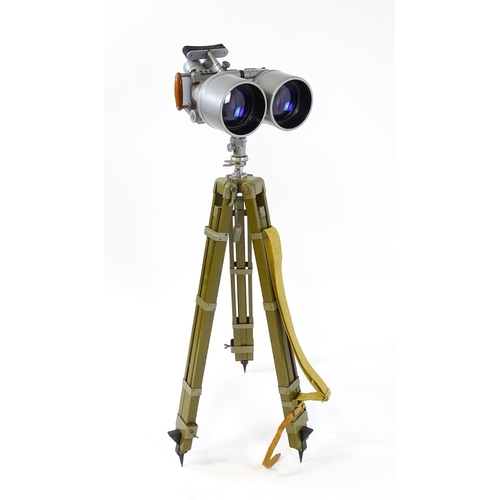 1247 - A pair of USSR Novosibirsk PNB-2 'big eye' observation binoculars, with wooden transit case, filters... 