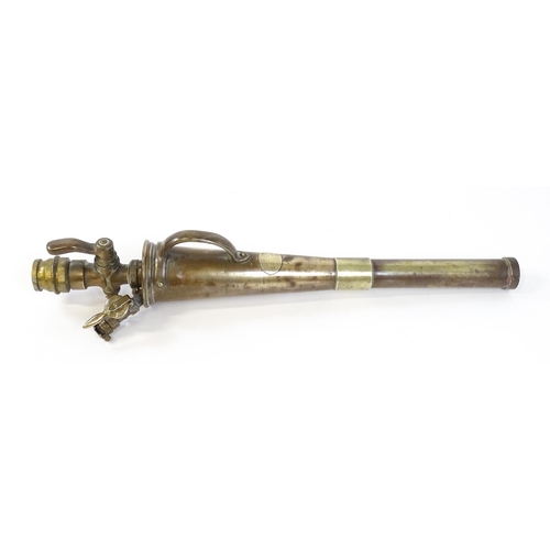 1248 - An early to mid 20thC brass Pyrene Number 2 (foam making) fire fighting / fireman hose branch pipe n... 