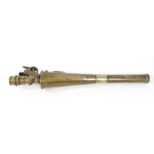 1248 - An early to mid 20thC brass Pyrene Number 2 (foam making) fire fighting / fireman hose branch pipe n... 