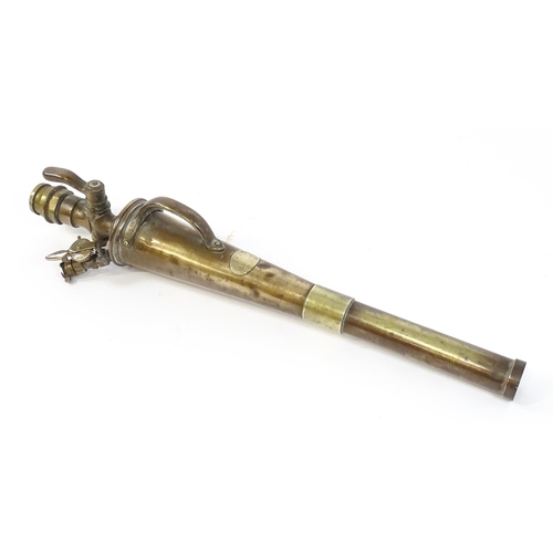 1248 - An early to mid 20thC brass Pyrene Number 2 (foam making) fire fighting / fireman hose branch pipe n... 