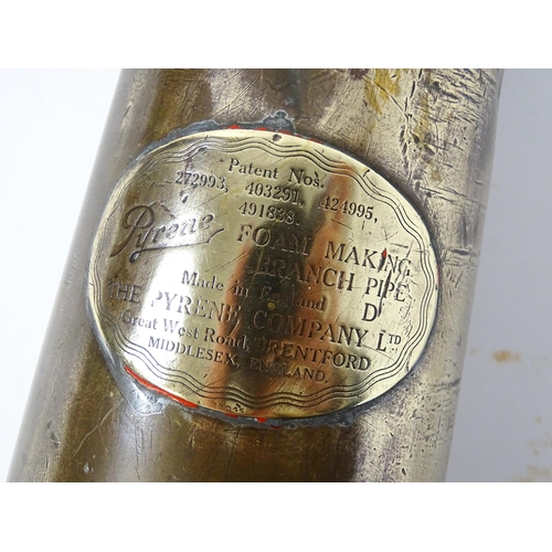 1248 - An early to mid 20thC brass Pyrene Number 2 (foam making) fire fighting / fireman hose branch pipe n... 