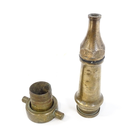 1249 - An Orme brass fire fighting / fireman No. 8 branch pipe  nozzle, stamped 1940 with George VI cipher.... 