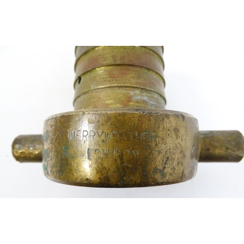 1249 - An Orme brass fire fighting / fireman No. 8 branch pipe  nozzle, stamped 1940 with George VI cipher.... 