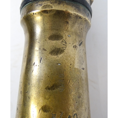 1249 - An Orme brass fire fighting / fireman No. 8 branch pipe  nozzle, stamped 1940 with George VI cipher.... 