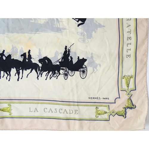 1262 - Vintage fashion / clothing: A Hermes 'Le Bois de Bologne' silk scarf designed by Hugo Grygkar circa ... 