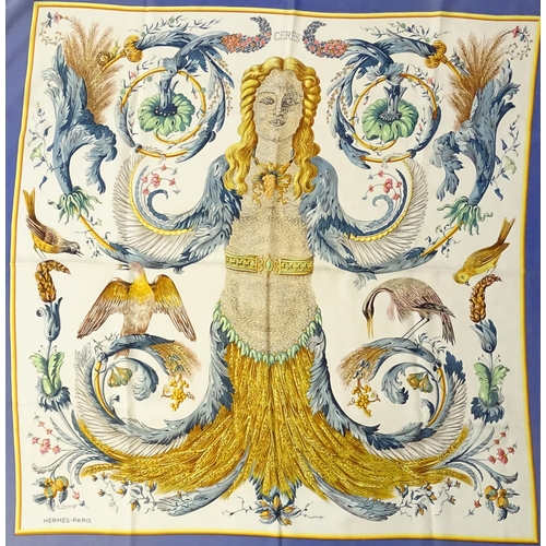 1262 - Vintage fashion / clothing: A Hermes 'Le Bois de Bologne' silk scarf designed by Hugo Grygkar circa ... 