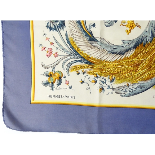 1262 - Vintage fashion / clothing: A Hermes 'Le Bois de Bologne' silk scarf designed by Hugo Grygkar circa ... 