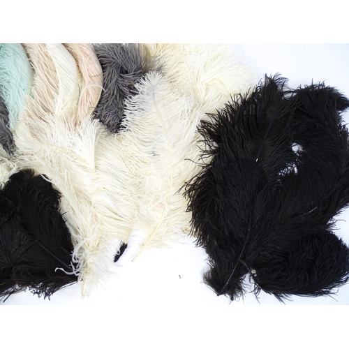 1264 - A quantity of assorted ostrich feathers, examples to include black, white, green, blue pale blue, pa... 