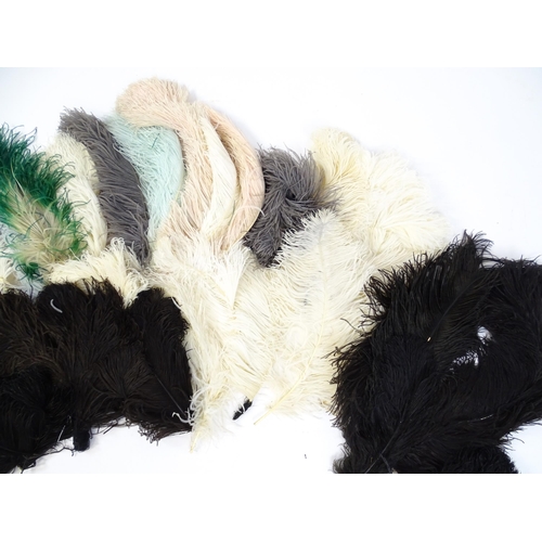 1264 - A quantity of assorted ostrich feathers, examples to include black, white, green, blue pale blue, pa... 