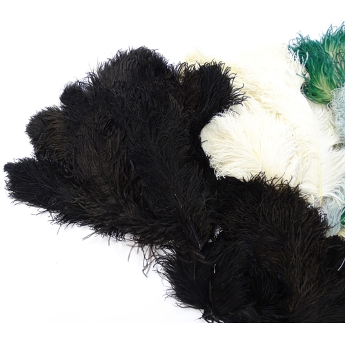 1264 - A quantity of assorted ostrich feathers, examples to include black, white, green, blue pale blue, pa... 