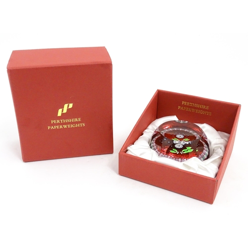 235 - A Perthshire Paperweights limited edition 1995 Christmas Robin paperweight  with mistletoe, star and... 