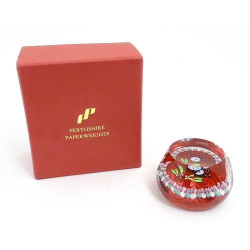 235 - A Perthshire Paperweights limited edition 1995 Christmas Robin paperweight  with mistletoe, star and... 