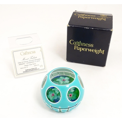 236 - Colin Terris for Caithness : A limited edition Caithness glass paperweight depicting waterlilies, si... 