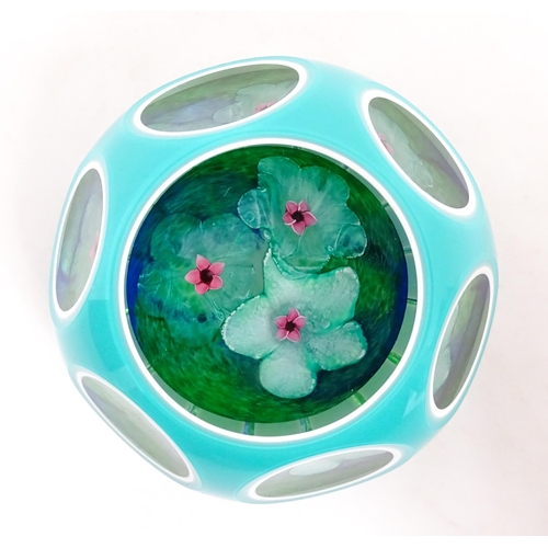 236 - Colin Terris for Caithness : A limited edition Caithness glass paperweight depicting waterlilies, si... 