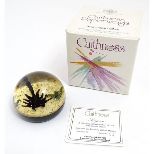 237 - William Manson for Caithness : A limited edition Caithness glass paperweight depicting scorpion and ... 