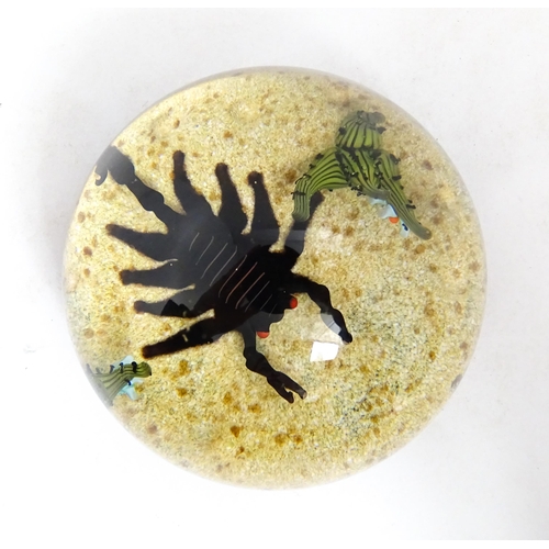 237 - William Manson for Caithness : A limited edition Caithness glass paperweight depicting scorpion and ... 