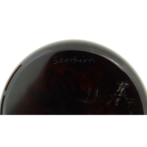 237 - William Manson for Caithness : A limited edition Caithness glass paperweight depicting scorpion and ... 