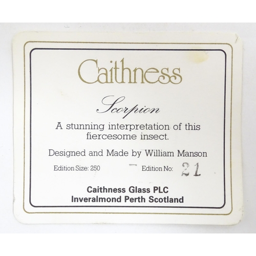 237 - William Manson for Caithness : A limited edition Caithness glass paperweight depicting scorpion and ... 