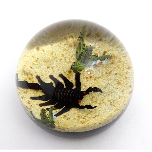 237 - William Manson for Caithness : A limited edition Caithness glass paperweight depicting scorpion and ... 