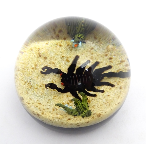 237 - William Manson for Caithness : A limited edition Caithness glass paperweight depicting scorpion and ... 