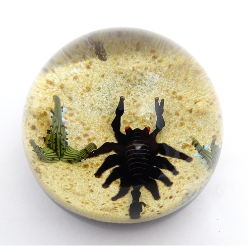 237 - William Manson for Caithness : A limited edition Caithness glass paperweight depicting scorpion and ... 