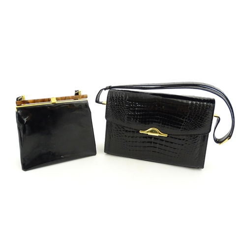 1260 - Vintage fashion / clothing: Two vintage black handbags, the largest approx. 10 1/2 x 8