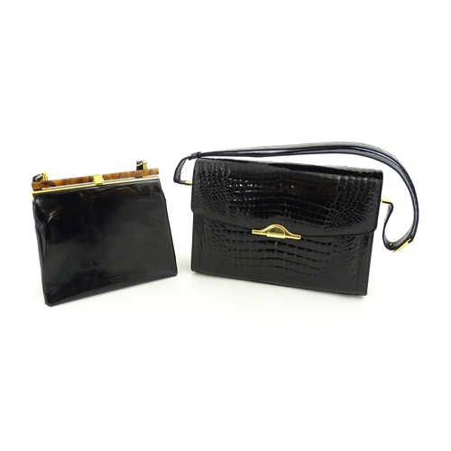 1260 - Vintage fashion / clothing: Two vintage black handbags, the largest approx. 10 1/2 x 8