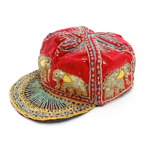 1267 - Vintage fashion / clothing: Assorted items to include a Thai hat / cap with embroidered elephant dec... 