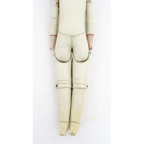 1282 - Toy: A 20thC Heubach Koppelsdorf German doll with bisque head and articulated leather body. Approx. ... 