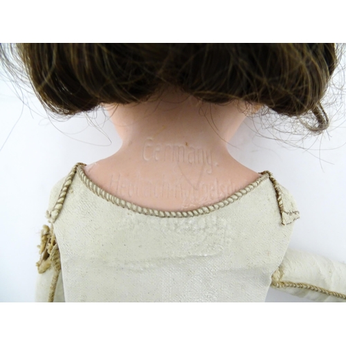 1282 - Toy: A 20thC Heubach Koppelsdorf German doll with bisque head and articulated leather body. Approx. ... 