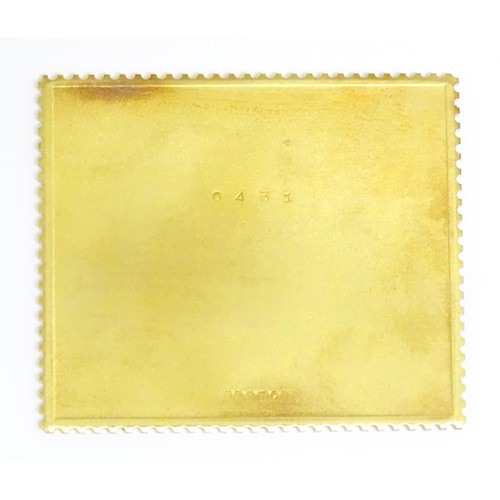 833 - Universal Postal Union 1874-1974: A 22ct gold Postal Union commemorative stamp replica. Replica numb... 