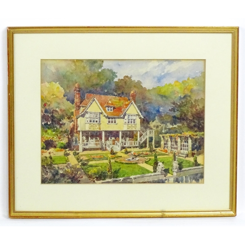 803 - Manner of Leonard Russell Squirrell (1893-1979), Watercolour, The Jolly Farmer, A country house with... 