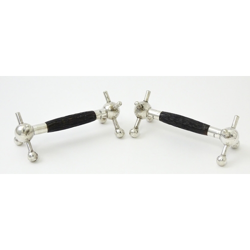 434 - A pair of silver knife rests with antler detail, hallmarked Sheffield 1913, maker John Biggin. Appro... 