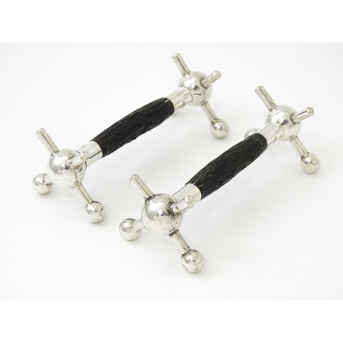 434 - A pair of silver knife rests with antler detail, hallmarked Sheffield 1913, maker John Biggin. Appro... 