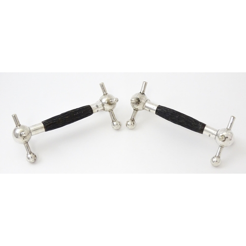 434 - A pair of silver knife rests with antler detail, hallmarked Sheffield 1913, maker John Biggin. Appro... 